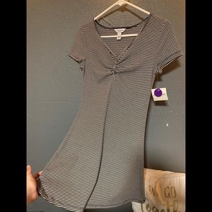 striped black and white dress